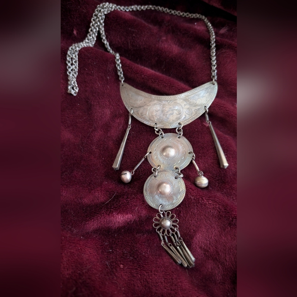 Vintage Hmong Miao Tribal etched necklace